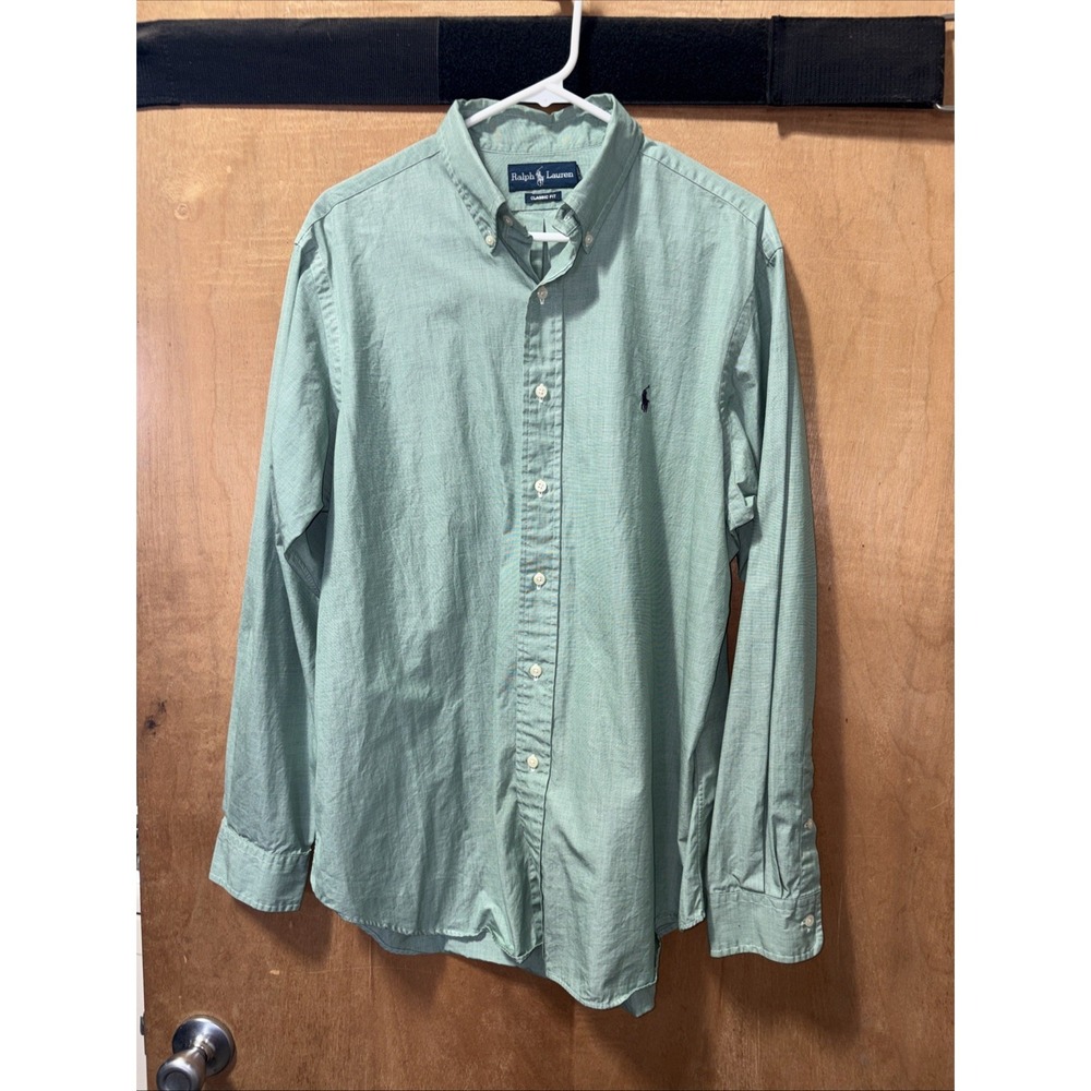 Ralph Lauren Size 16.5 34/35 Mint Green Long Sleeve Shirt ( BB14)